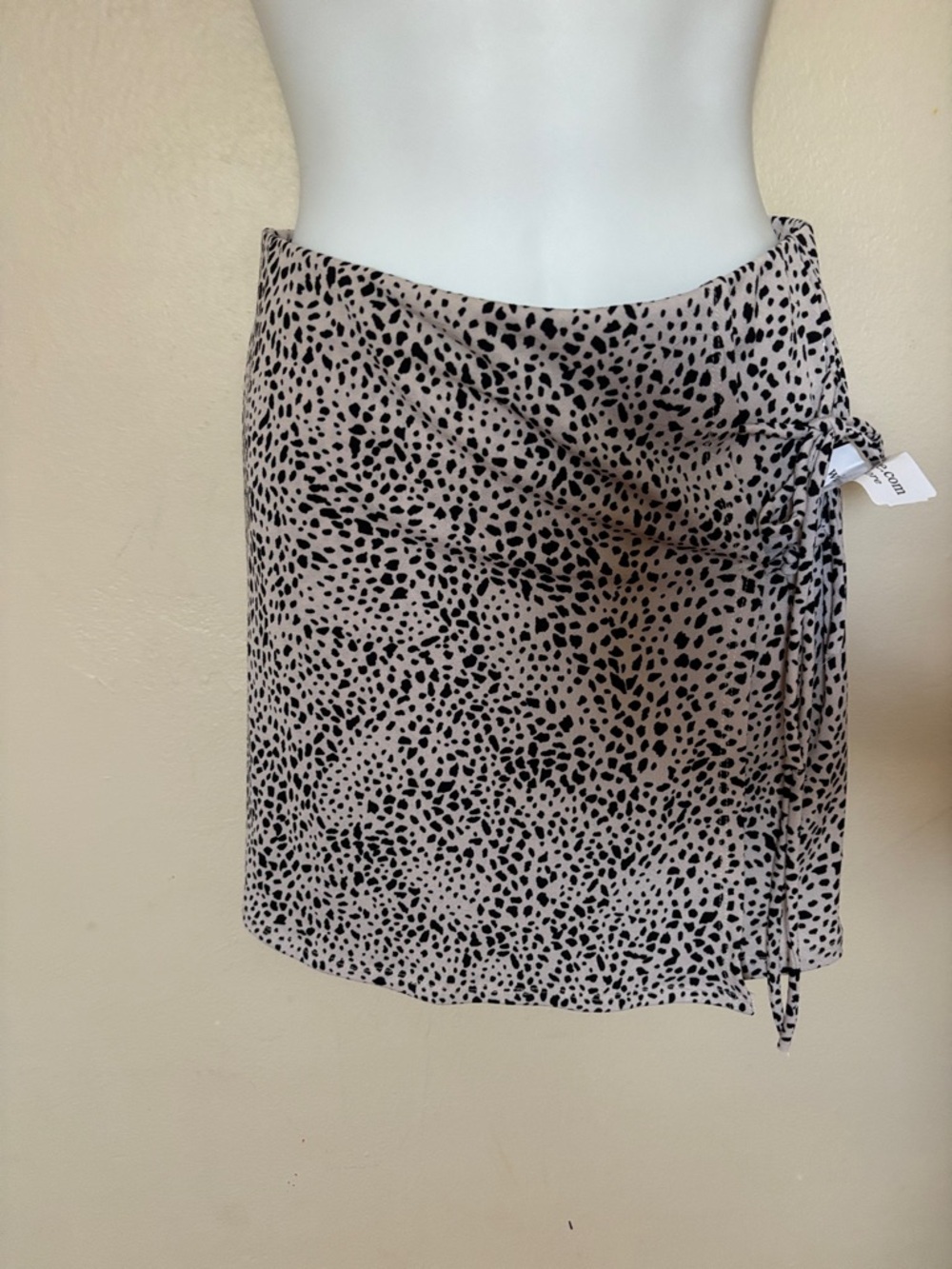 Windsor Beige and Black Animal Print Mini Skirt with Side Tie